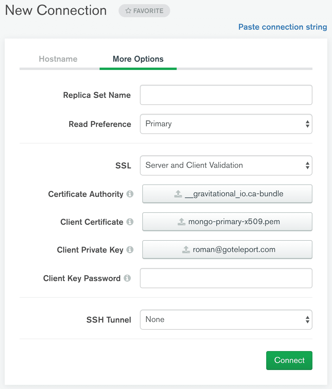 MongoDB Compass more options